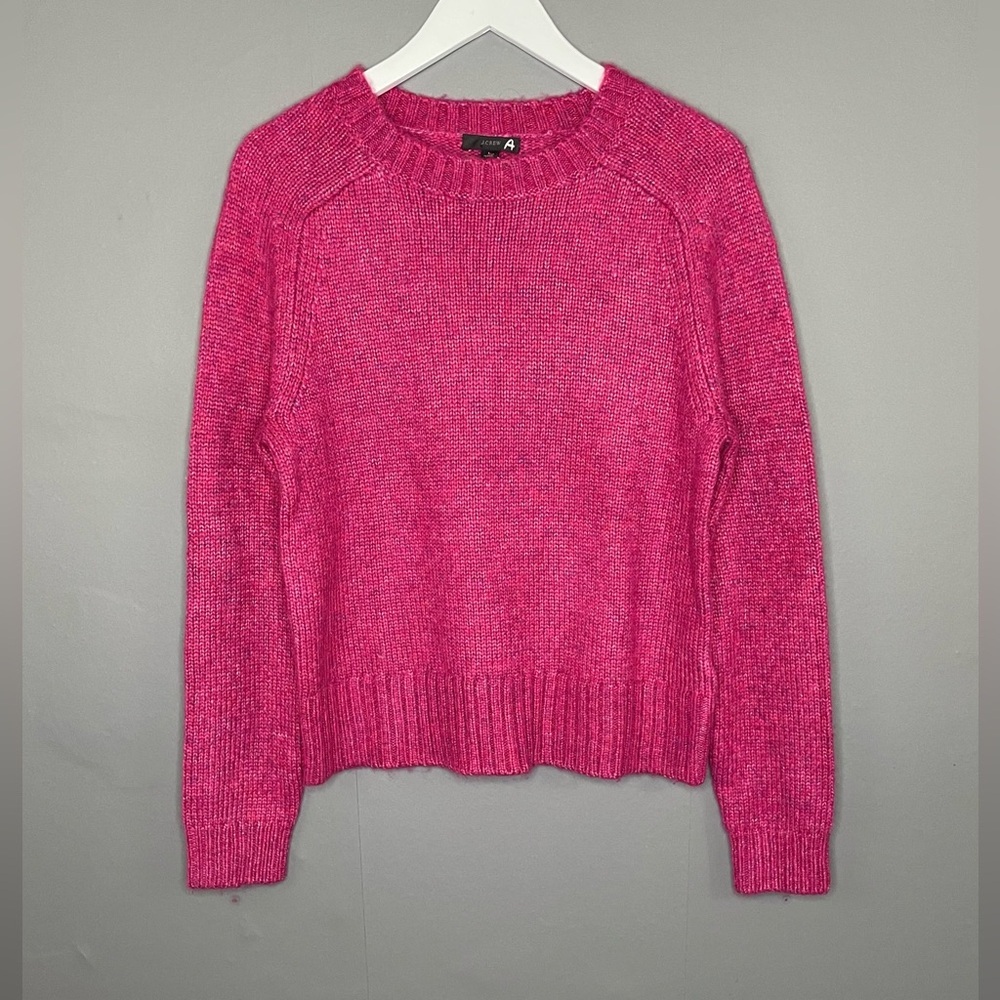 J. Crew Women's Alpaca Wool Blend Crewneck Sweater Fuchsia Heather NWT - Picture 2 of 14